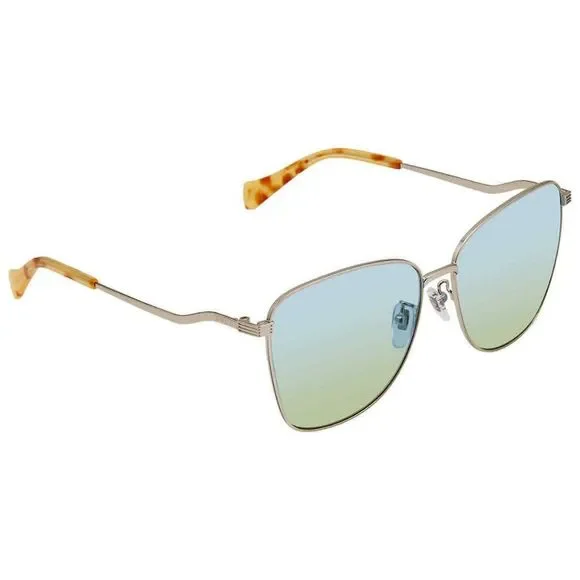 NEW Gucci Blue and Silver Square Women\'s Sunglasses Gucci Blue/Gold Tone GG0436S Square Sunglasses Gucci | TLC US main image 4